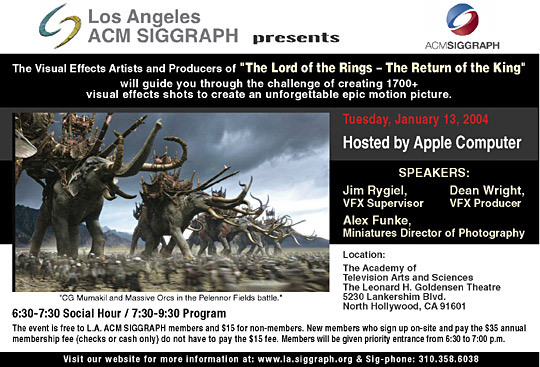 Visual Effects of "The Lord of the Rings - The Return of the King" postcard